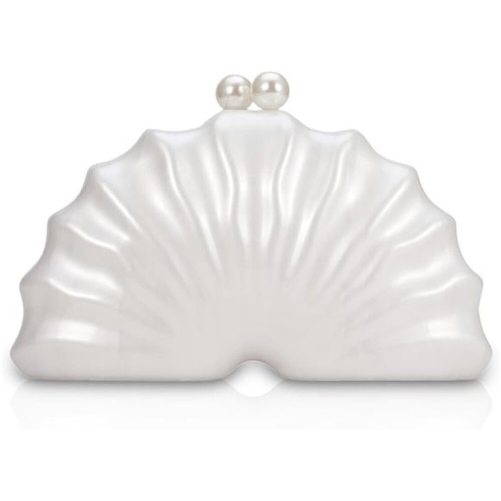 Acrylic Shell Shaped Pearl Clutch Purse Glitter Marble Evening Shoulder